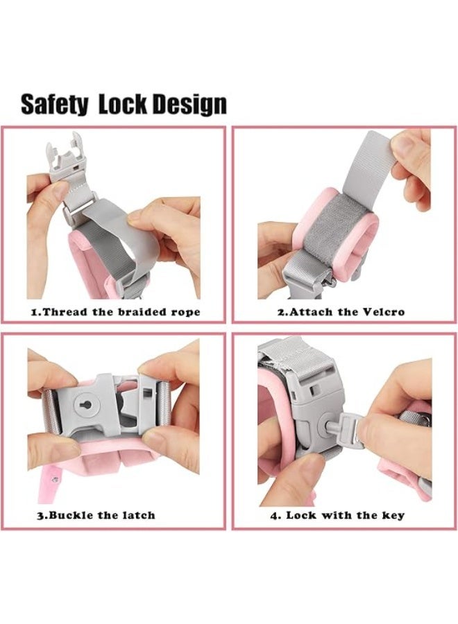 1.5m Toddler Leash, Kid Leash Anti Lost Wrist Link with Key Lock, Upgraded Baby Leash with Safety Wristband Rope for Babies Toddlers Child Kids (Pink） - Image 4